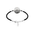 Bracelet Stella Mia en acier cordon noir avec pastille ronde noire et blanche et nacre 15,5+3,5cm Artemare