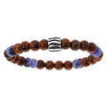 Bracelet junior en acier extensible perles bois et quartz bleu Artemare