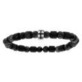 Bracelet extensible junior avec perles en bois noir et motif g&eacute;om&eacute;trique