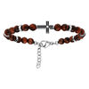 Bracelet en acier avec perles Oeil de tigre grenat et Croix sur le dessus 19+2cm