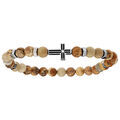 Bracelets sur Artemare : Bracelet extensible avec perles en jaspe v&eacute;ritable et motif Croix