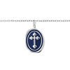Bracelet en acier cha&icirc;ne avec pampille Croix sur fond bleu nuit 16+3cm