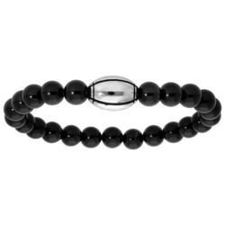 Bracelet &eacute;lastique perles avec ballon de rugby &agrave; graver