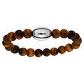 Bracelets sur Artemare : Bracelet &eacute;lastique avec perles Oeil de tigre et ballon de rugby &agrave; graver