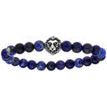 Bracelet extensible en perles de Lapis Lazuli v&eacute;ritable et t&ecirc;te de lion Artemare