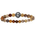 Bracelets sur Artemare : Bracelet extensible avec perles d'Agate marron nuanc&eacute; et t&ecirc;te de lion