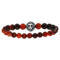 Bracelet extensible avec perles d'Agate rouge et t&ecirc;te de lion