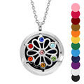 Colliers sur Artemare : Collier avec Pendentif diffuseur de parfum m&eacute;daillon fleur de vie 7 chakras - r&eacute;glable 45 &agrave; 65cm