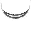 Collier en acier patin&eacute; plastron motif noir et acier 42+3cm Artemare