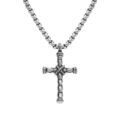 Collier en acier cha&icirc;ne jaseron avec Pendentif Croix 55cm