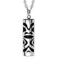 Collier en acier avec Pendentif Tiki force 30mm diam&egrave;tre 9mm - agate noire v&eacute;ritable - 50+5cm