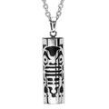 Collier en acier Pendentif Tiki amour 30mm diam&egrave;tre 9mm agate noire v&eacute;ritable - 50+5cm Artemare