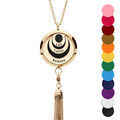 Colliers sur Artemare : Collier Pr&eacute;nom avec Pendentif diffuseur de parfum m&eacute;daillon cercles PVD jaune &agrave; graver - r&eacute;glable 45 &agrave; 65cm