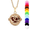 Collier Bola diffuseur de parfum boule &agrave; motifs PVD jaune r&eacute;glable 60 &agrave; 100cm Artemare