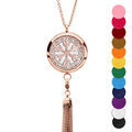 Collier avec Pendentif diffuseur de parfum flocon de neige et pompon PVD rose - r&eacute;glable 45 &agrave; 65cm Artemare