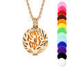 Collier senteur et bola acier et PVD dor&eacute; boule Arbre de Vie 13 mousses interchangeables couleurs assorties - r&eacute;glable 60 a 100cm