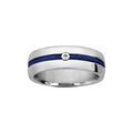 Bagues sur Artemare : Bague en acier c&acirc;ble au centre bleu et vis