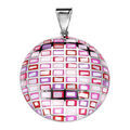 Pendentifs sur Artemare : Pendentif en acier Stella Mia avec nacre rond motifs rectangles roses