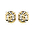 Boucles d'oreille sur Artemare : Boucles d'oreille en plaqu&eacute; palladium et dorure clip boule stri&eacute;e et fermoir clip