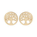 Boucles d'oreille en plaqu&eacute; or pastille arbre de vie