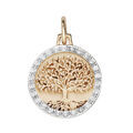 Pendentifs sur Artemare : Pendentif en plaqu&eacute; or rond 16mm arbre de vie contour oxydes blancs sertis