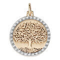 Pendentifs sur Artemare : Pendentif en plaqu&eacute; or rond 20mm arbre de vie contour oxydes blancs sertis