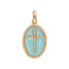 Pendentif en plaqu&eacute; or ovale Croix sur fond bleu ciel