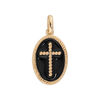Pendentif en plaqu&eacute; or ovale Croix sur fond noir