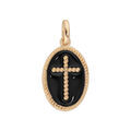 Pendentif en plaqu&eacute; or ovale Croix sur fond noir Artemare