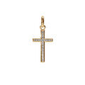 Pendentif en plaqu&eacute; or Croix en oxydes blancs sertis grand mod&egrave;le