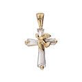 Pendentifs sur Artemare : Pendentif en plaqu&eacute; or Croix avec colombe oxydes blancs sertis