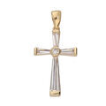 Pendentif en plaqu&eacute; or Croix 4 baguettes profil&eacute;s oxydes blancs sertis Artemare