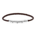 Bracelet en cuir marron tress&eacute; pour charms m&eacute;dium homme et fermoir t&eacute;lescopique longueur 18cm - r&eacute;glable 17 et 16cm