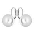 Boucles d'oreille sur Artemare : Boucles d'oreille en argent rhodi&eacute; perle blanche de synth&egrave;se 12mm et fermoir dormeuse