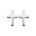 Boucles d'oreille en acier croix lisse et fermoir poussette