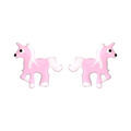 Boucles d'oreille pour enfant en argent rhodi&eacute; licorne rose et fermoir poussette Artemare