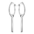Boucles d'oreille sur Artemare : Cr&eacute;oles en argent rhodi&eacute; anneau 15mm avec pampille barre lisse