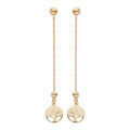 Boucles d'oreille sur Artemare : Boucles d'oreille en argent rhodi&eacute; et dorure jaune cha&icirc;nette avec arbre de vie suspendu et fermoir poussette