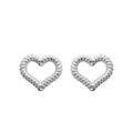 Boucles d'oreille en argent rhodi&eacute; coeur torsad&eacute; ajour&eacute; et fermoir poussette