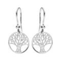 Boucles d'oreille sur Artemare : Boucles d'oreille en argent rhodi&eacute; arbre de vie granit&eacute; 15mm suspendu et fermoir crochet