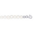 Bracelet en argent rhodi&eacute; rang&eacute;e de perles d'eau douce 5mm irr&eacute;guli&eacute;res 17,5+3cm