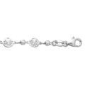 Bracelet en argent rhodi&eacute; avec pastilles arbre de vie et boules diamant&eacute;es 15+3cm