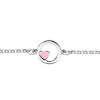 Bracelet en argent rhodi&eacute; cha&icirc;ne avec cercle et petit coeur rose 15+2cm