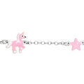 Bracelet en argent rhodi&eacute; cha&icirc;ne avec licorne et &eacute;toile rose 14+2cm Artemare