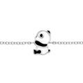 Bracelet en argent rhodi&eacute; cha&icirc;ne avec panda noir et blanc 13+4cm