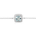 Bracelet en argent rhodi&eacute; massif cha&icirc;ne avec Topaze bleue carr&eacute; aux contours d'oxydes blancs sertis 16,5+3cm Artemare