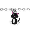 Bracelet en argent rhodi&eacute; cha&icirc;ne avec pampille chat et motifs infini 12,5+3cm Artemare