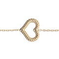 Bracelet en argent rhodi&eacute; et dorure jaune cha&icirc;ne avec coeur torsad&eacute; &eacute;vid&eacute; 16+3cm