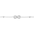 Bracelet en argent rhodi&eacute; cha&icirc;ne avec symbole infini travaill&eacute; 16+3cm