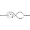 Bracelet en argent rhodi&eacute; cha&icirc;ne avec motif infini et coeur 16+3cm Artemare